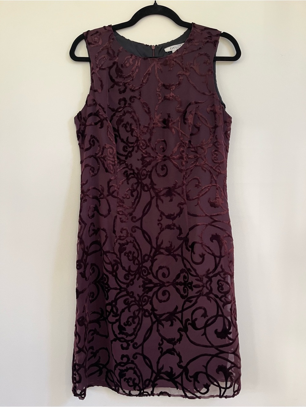 Y2K Rampage Plum Velvet Burnout Sleeveless Sheath Dress